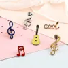 Pins Brooches Cool Music Note Enamel Brooches Fashion Guitar Microphone Metal Badges Piano Notes Lapel Pins Musician Jewelry Gifts for Friends Z0421