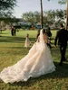 Romantic Ruffles Pluffy A Line Wedding Dresses Tiered Piping Blush Pink Tulle Long Train Lace Appliques Sweetheart Country Bridal Gowns 2024 Spring Vestido De Novia