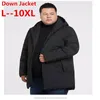 Mężczyzny Down Big 10xl 9xl 8xl 6xl Rosja zimowa mężczyźni swobodni 90% białe kurtki kurtki kaczki i płaszcze ciepłe płaszcze