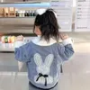 Jackor Fashion Autumn Winter Kids Clothes Baby Girls Casual Denim Jacket Rockar Plus Velvet Thick Outwear Children Tops för 2-12 års ålder