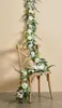 Fleurs décoratives PARTY JOY 3M Luxe Soie Artificielle Rose Guirlande Faux Eucalyptus Vigne Plantes Suspendues Pour Mariage Maison Jardin Décor