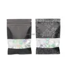 Storage Bags Solid Color Maple Leaf Aluminum Foil Bag With Window Flat Bottom Metallic Mylar Black Self Seal Factory Wholesale Lx400 Dh8Zr