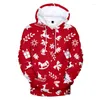 Men's Hoodies 2023Ugly Christmas Sweater Unisex Men Women Santa Claus Novelty Snowman 3D Print Hooded Warm