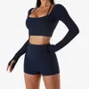 Yoga Outfit Set Women Seamless Sport Sports Bra Long Sleeve Crop Top Gym Leggings Shorts Workout Clothes For 231120