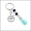 Nyckelringar Anpassade 1 st Tassel Lotus Chakra Pendant Keychain Women Bag Floating Charms Mticolor Beads Yoga Energy Drop Delivery Jewelry Otlqh