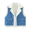 Gilet da donna Gilet Moda invernale Cardigan in montone sintetico Gilet autunnale Senza maniche Colletto con risvolto Capispalla femminile Abbigliamento Mujer