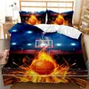 Bettwäsche-Sets Basketball-Bettbezug-Set Twin Size Sports Fire Pattern Mikrofaser-Steppdecke für Jungen und Teenager