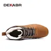 أحذية السلامة Dekabr Winter Warm Men Boots أصلية من الفراء الجلود بالإضافة إلى الرجال أحذية الثلج مقاومة للماء أعمال الكاحل بأحذية الكاحل الأعلى أعلى رجال الأحذية 231120