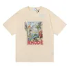 Xiaozhongmeichao 2022 Rhude HD Printing Hip Hop para Casualna okrągła szyja T-shirt