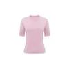 Damesblouses Effen Kleur Wol Gebreid T-shirt Met Korte Mouwen 2023 Lente/Zomer T Dames