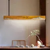 Lâmpada de parede lustre chinês salão de chá lustre zen madeira led tira de jantar bar bar