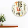 壁時計の木々動物時計モダンデザインステッカーホームリビングルームデジタルベッドルームウォッチ