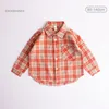 Baby Clothes Boys Shirt Toddler Girls Shirt Coat Jacket Kids Boy Lapel Collar Button Design Long-sleeve Plaid Shirt Blouse 1-7Years