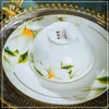 Set di stoviglie Jingdezhen Stoviglie Bone China Ciotola e piatto Set per la casa Europeo Semplice Piatto in ceramica Bacchette cinesi di alta qualità