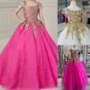 Fuchsia Gold Little Girl Pageant Dress 2024 Sequin Applique Shimmer Baby Kid Fun Fashion Runway Drama Birthday Formal Cocktail Party Gown Toddler Teen Mini Quince