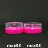 3 grammes Mini pots vides en plastique transparent Pot couvercle rose vif 3ML taille de voyage pour crème cosmétique ombre à paupières ongles poudre bijoux Fvrhn