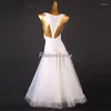 Stage Wear Blanc Moderne Effectue Compétition Professionnelle Big Swing Jupe Robe de danse sociale chinoise Imitation Produit de diamant autrichien