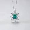 Emerald Pendant Necklace S925 Silver Micro Set Zircon Geometric Flower Necklace European Women Fashion Collar Chain Wedding Party Versatile Jewelry Gift SPC