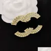 Pines Broches Pines de oro Diseñador Sello Ropa Joyería Moda Perla 18K Plateado Para mujer Para mujer Ouble Letra Colgante Broche Suéter S Dhb5G