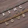 Pendentif Colliers EYIKA 26 lettres pendentifs initiales Zircon Rock Candy Alphabet pour collier faisant des fournitures Hiphop bijoux accessoires