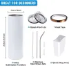 Us/Ca Warehouse 2 Days Delivery White Mugs Sublimation 20Oz Straight Stainless Steel Blanks Tumbler With Straw 0426