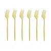 Dinnerware Sets Stainless Steel Fork Set Black Gold Fruit Cake Short Handle For El Party Kitchen Accessories Cutlery