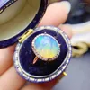 Bagues de cluster Natural Real White Opal Ring 10 12mm 3ct Big Gemstone 925 Sterling Silver Fine Bijoux J23825