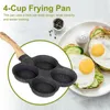 Panelas 4 xícaras panela de ovo antiaderente fritar com anel anti-queimadura de aço inoxidável fácil fogão limpo para panqueca