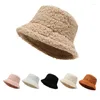 Bérets Chapeau de pêcheur de couleur unie, mode coréenne pour femmes, bassin résistant au chaud et au froid, planche lisse en peluche, cheveux d'agneau, automne