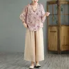 Women's Two Piece Pants Chinese Style Clothing 2023 Summer Ethnic Loose Suit Retro Literature Improved Hanfu Qipao Top Set Z2114