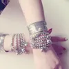 Strand Boho Argent Plaqué Perlé Bracelet Animaux Charmes Style Ethnique Tibétain Élastique Bracelets Vintage Femmes Bijoux