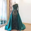 Party Dresses 2023 Elegant Muslim Long Sleeves Sequined Mermaid With Detachable Train Wedding Evening Night Dress For WomenProm Gowns