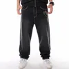 Mens Jeans Nanaco Man Loose Baggy Hiphop Skateboard Denim Pants Street Dance Hip Hop Rap Male Black Trouses Chinese Size 3046 230420