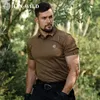 Mäns T-skjortor Herr- och kvinnors utomhussport Taktisk poloskjorta LAPEL Kortärmad Summer Camouflage snabbtorkande kläder