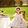 Mädchen Kleider Mädchen Kleid 2023 Sommer Baby Spitze Blumen Bögen Blase Hülse Spanien Lolita Prinzessin kinder Kleidung