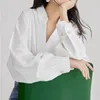 Blouses Femmes Chemises de style français pour femmes col en V élégant dames vêtements à manches longues bouton couvert chemise drapée haut chemisier de mode