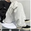 Men's Pants Black/white Casual Pants Men's Fashion Loose Straight Wide Leg Pants Men Streetwear Hip-hop Pocket Cargo Pants Mens Trousers 231120