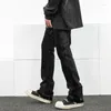 Jeans da uomo LILUO Pantaloni laser grigio nero personalizzati di alta qualità Flare impilati stile punk patchwork denim