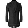 남성 양모 블렌드 모직 코트 가을 겨울 면화 두껍게 재킷 코트 고품질 수컷 탑 바람 방전 따뜻한 트렌치 외투 231120