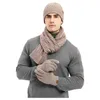 Scarves Knitted Wool Hat Scarf Gloves Set 3pcs Men And Women Knitting Beanie Sets Winter Solid Color Shawl