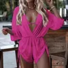 Costumi da bagno da donna 2023 Bikini nero sexy Set da tre pezzi Costume da bagno solido da donna Cover Up Abito a maniche corte femminile con perizoma Biquini