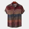 Męskie koszule męskie koszula męska koszula vintage etniczny drukowanie luźne krótkie rękawy codziennie noszą wysokiej jakości bluzkę biurową Chemise Homme 230420