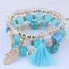 Charm Bracelets Bohemian Fashion Bangles For Women Trendy Simple Acryl Beads Palm Quaste Multi-Layer Wrap Schmuck