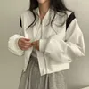 Kvinnorjackor Deeptown Korean Fashion Croped Bomber Jacket Women Streetwear Vintage Chic Short Black Zipper Overdimensionerad Harajuku Style