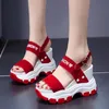 Sandaler Platform Sports Summer Chunky High Heels Female Wedges Shoes for Women's Fish Toe Red Fashion Sandalia Feminina 230420