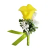 装飾的な花シミュレーションCALLA LILY CORSAGE BRIDAL BRIDESMAID TRELLISES GROOM BOUTONNIERE PINウェディングパーティークリエイティブデコレーション