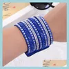 Tennis Großhandel Est Punk Strass Bling Kristall Mode Wrap Armbänder Slake Deluxe Doppel Leder Armband Gepflastert Drop Lieferung Je Dhmmf