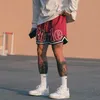 Designer Kleding kort casual Rhude Morant met hetzelfde American Street Mesh Basketbalbroek Losse Casual Shorts Heren Koppels Joggers Sportkleding Losse fitness