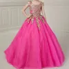 Fuchsia Gold Little Girl Pageant Dress 2024 Sequin Applique Shimmer Baby Kid Fun Fashion Runway Drama Birthday Formal Cocktail Party Gown Toddler Teen Mini Quince