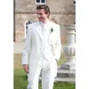 Męskie garnitury Elegancki ślub dla mężczyzn biały 3 -częściowy moda formalna groom groom break inteligentny swobodny szczupły garnitur męski (blezer vest Pants)